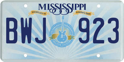 MS license plate BWJ923
