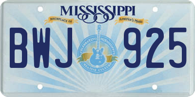 MS license plate BWJ925