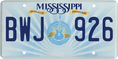 MS license plate BWJ926