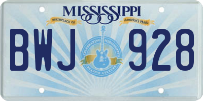 MS license plate BWJ928