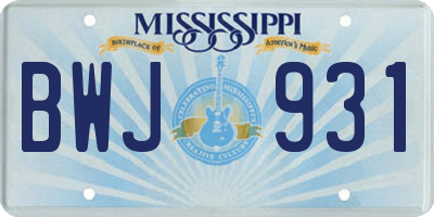 MS license plate BWJ931