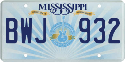 MS license plate BWJ932