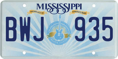 MS license plate BWJ935