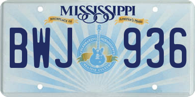 MS license plate BWJ936
