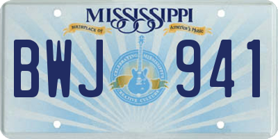 MS license plate BWJ941