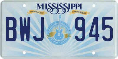 MS license plate BWJ945
