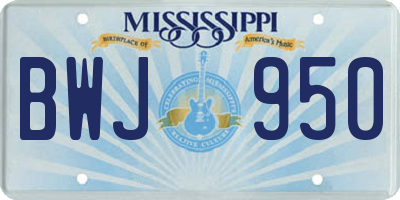 MS license plate BWJ950