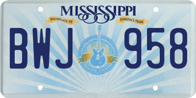 MS license plate BWJ958