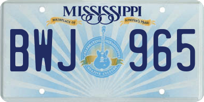 MS license plate BWJ965