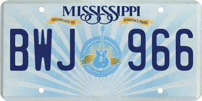 MS license plate BWJ966