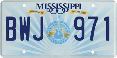 MS license plate BWJ971