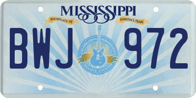 MS license plate BWJ972