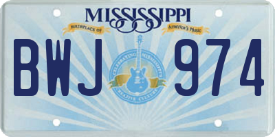 MS license plate BWJ974