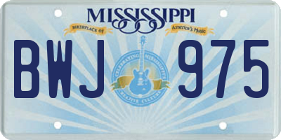 MS license plate BWJ975