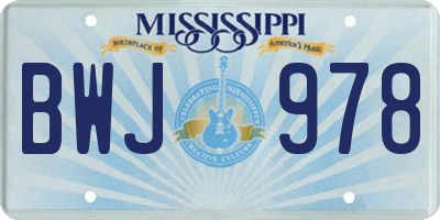 MS license plate BWJ978