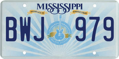 MS license plate BWJ979
