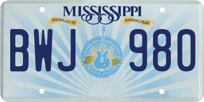MS license plate BWJ980