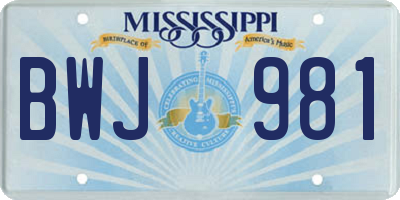 MS license plate BWJ981