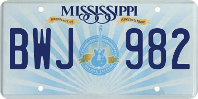 MS license plate BWJ982