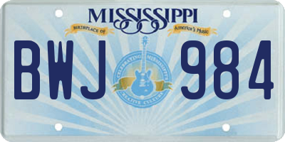 MS license plate BWJ984