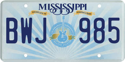 MS license plate BWJ985