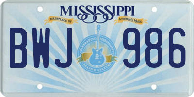 MS license plate BWJ986