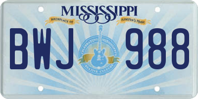 MS license plate BWJ988