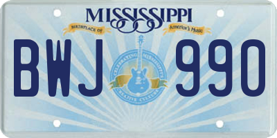 MS license plate BWJ990