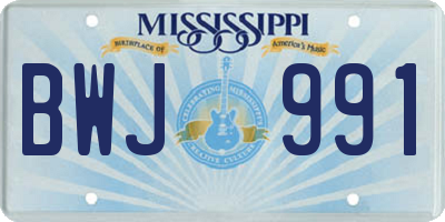MS license plate BWJ991