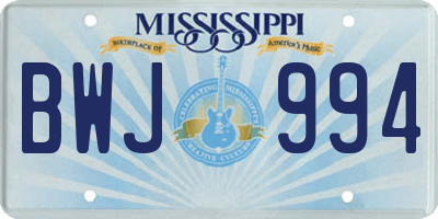 MS license plate BWJ994