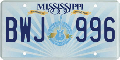 MS license plate BWJ996