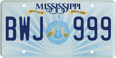 MS license plate BWJ999