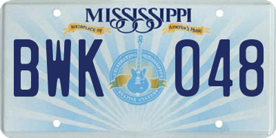 MS license plate BWK048