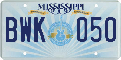 MS license plate BWK050
