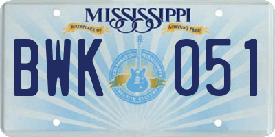 MS license plate BWK051