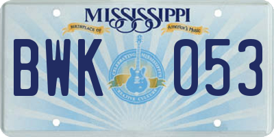 MS license plate BWK053