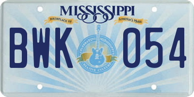 MS license plate BWK054