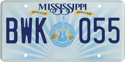 MS license plate BWK055