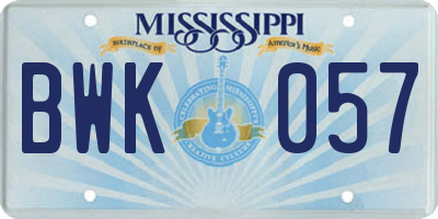 MS license plate BWK057