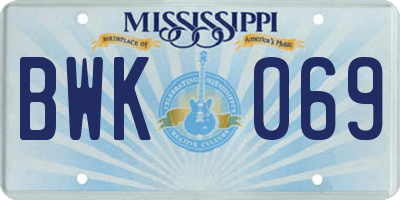 MS license plate BWK069