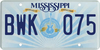 MS license plate BWK075