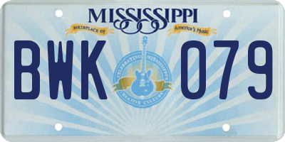 MS license plate BWK079