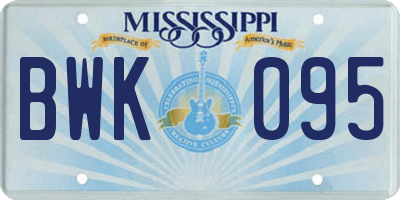 MS license plate BWK095