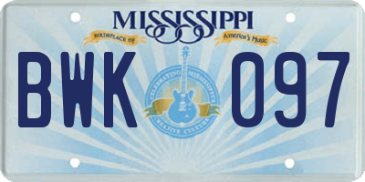 MS license plate BWK097