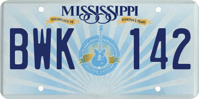 MS license plate BWK142