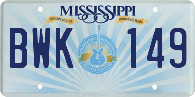 MS license plate BWK149