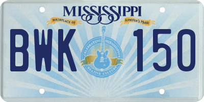 MS license plate BWK150