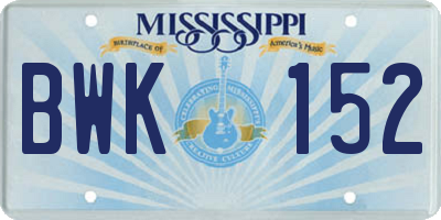 MS license plate BWK152