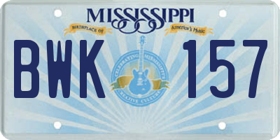 MS license plate BWK157