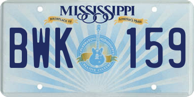 MS license plate BWK159